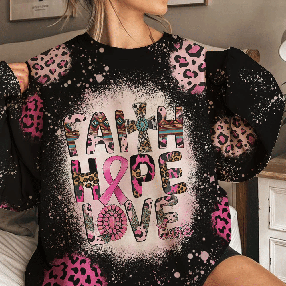 Faith Hope Love Cure - Breast Cancer Awareness All Over T-shirt and Hoodie 0822