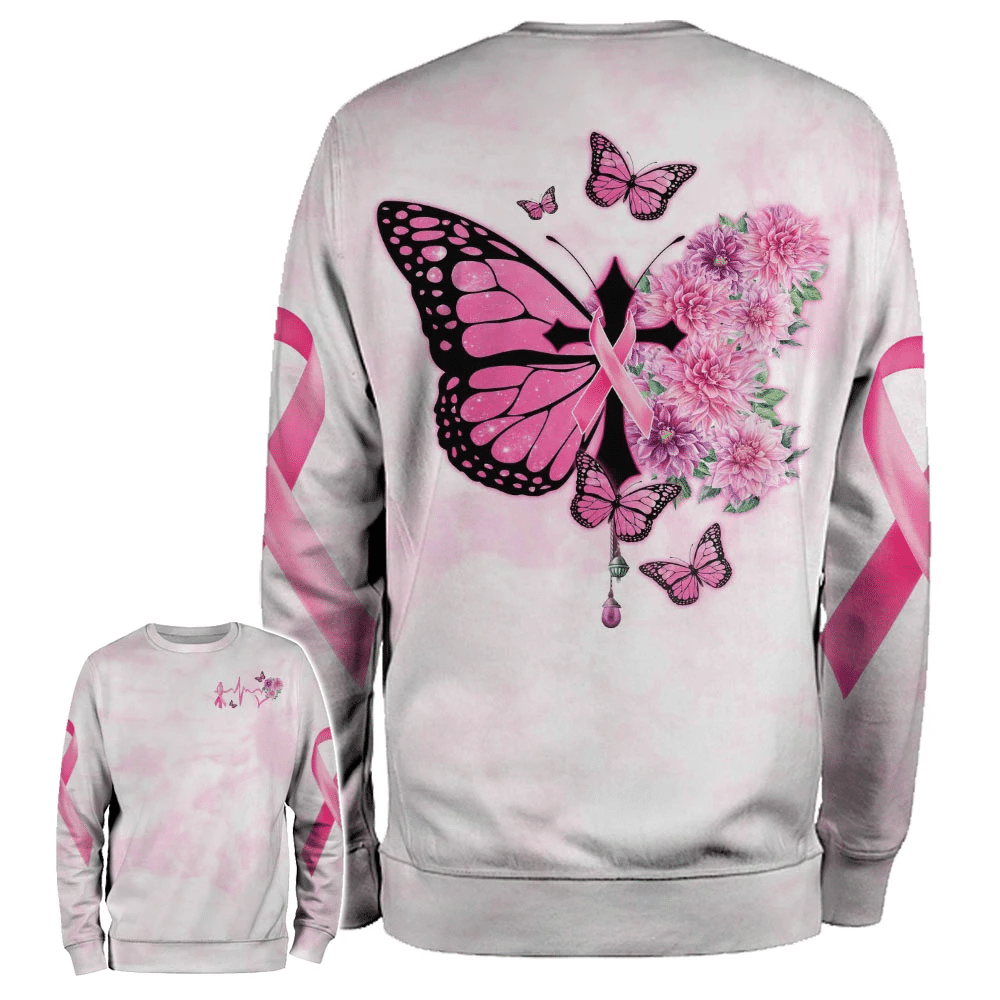 Butterfly Cross Pink Ribbon - Breast Cancer Awareness All Over T-shirt and Hoodie 0822