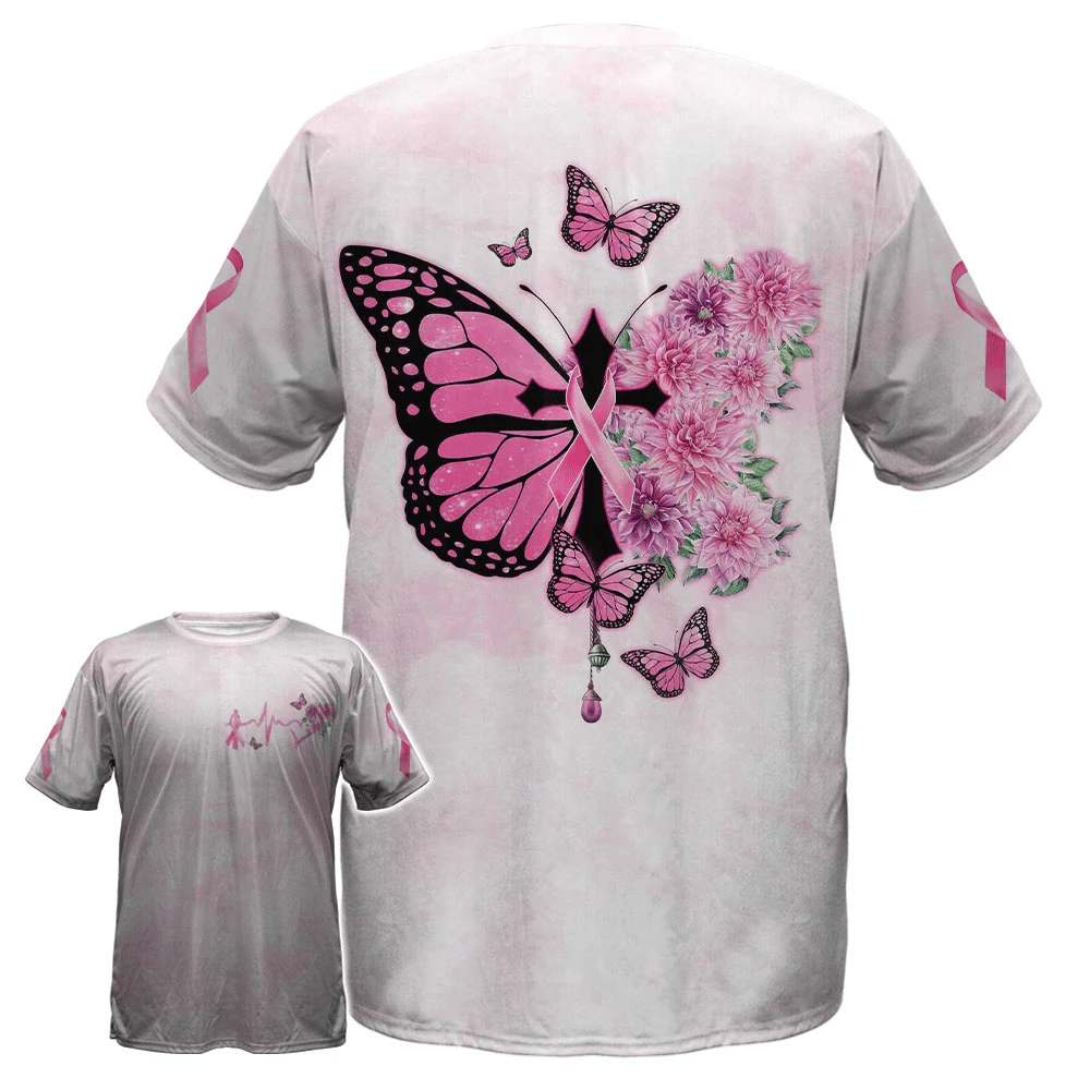 Butterfly Cross Pink Ribbon - Breast Cancer Awareness All Over T-shirt and Hoodie 0822
