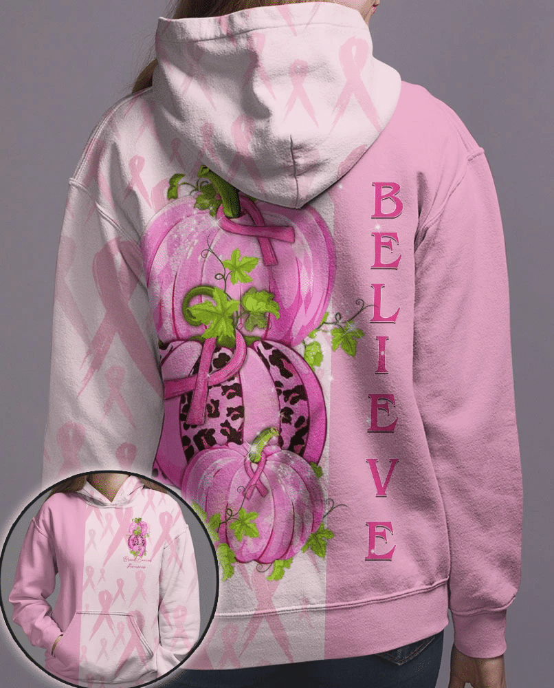 Believe Pumpkins - Breast Cancer Awareness All Over T-shirt and Hoodie 0822