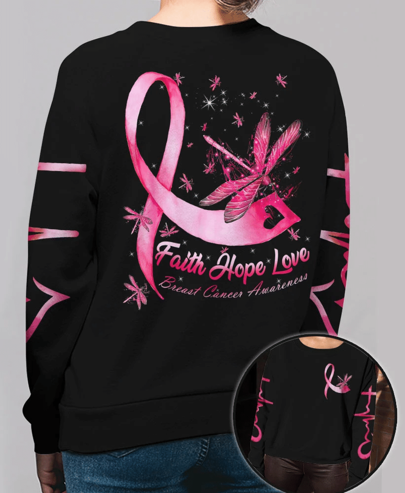 Faith Hope Love Breast Cancer Dragonfly - Breast Cancer Awareness All Over T-shirt and Hoodie 0822