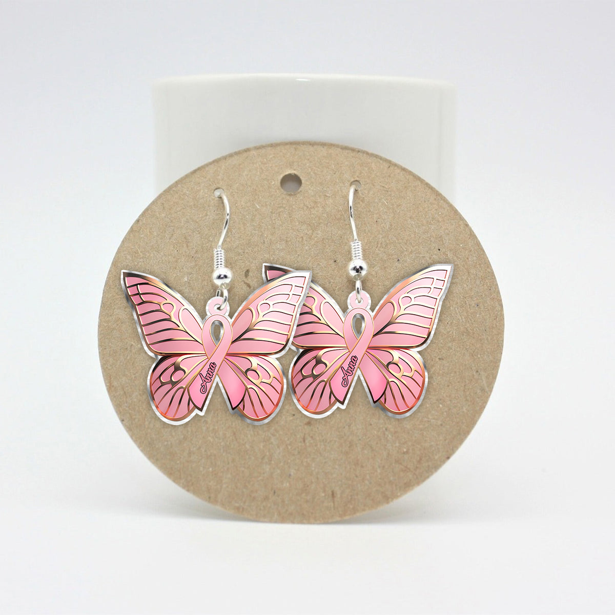 Hope Butterfly - Personalized Breast Cancer Awareness Earrings