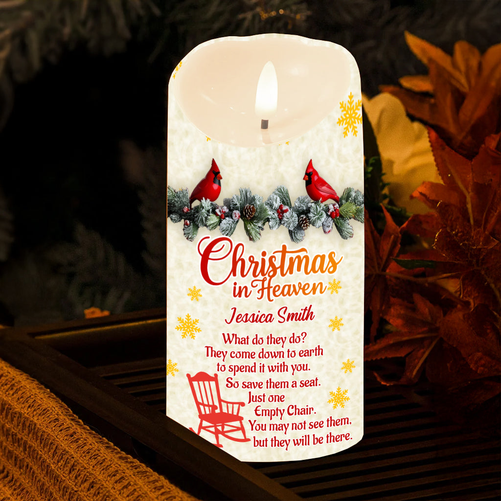 Christmas In Heaven - Personalized Memorial Flameless Candle