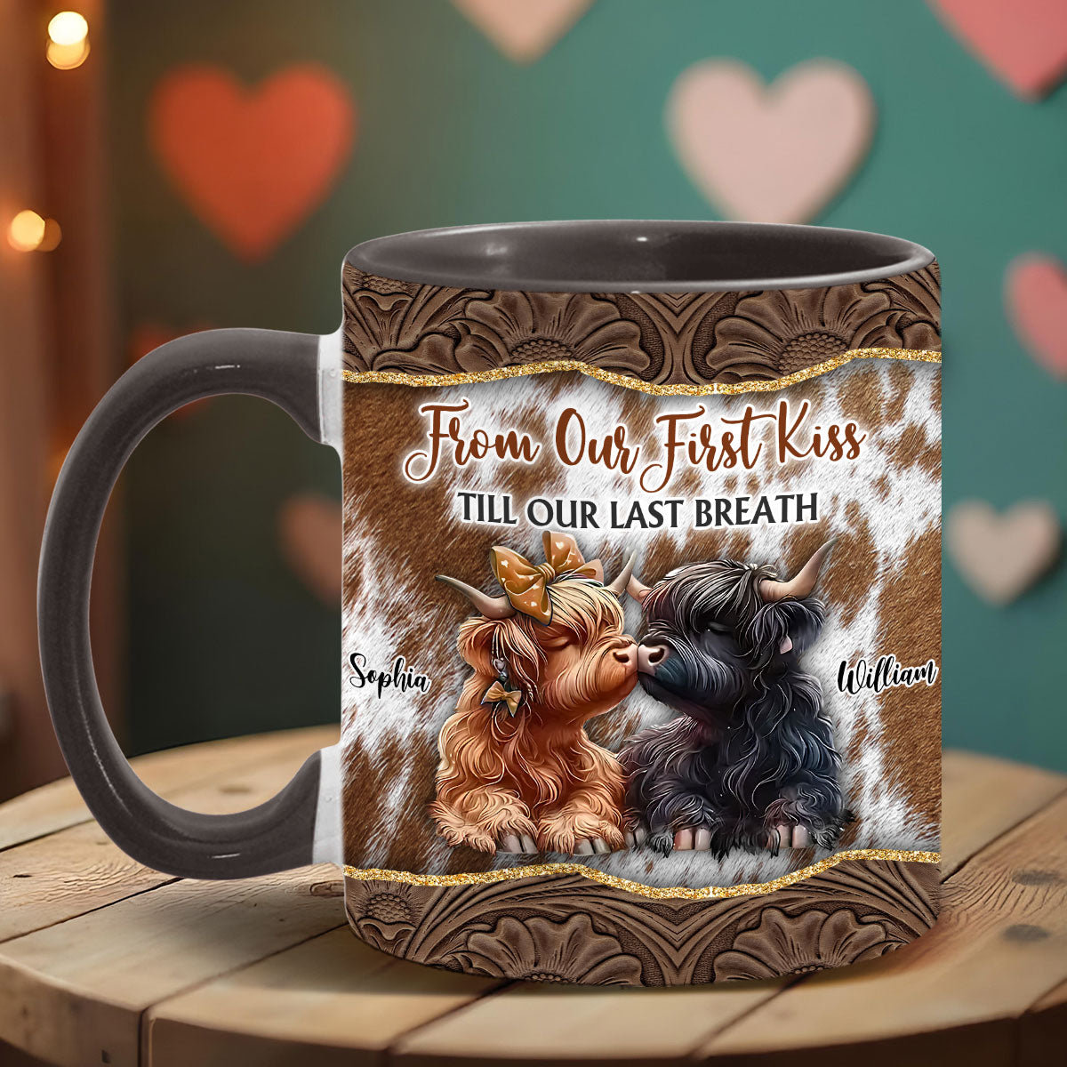 From Our First Kiss Till Our Last Breath - Personalized Accent Mug
