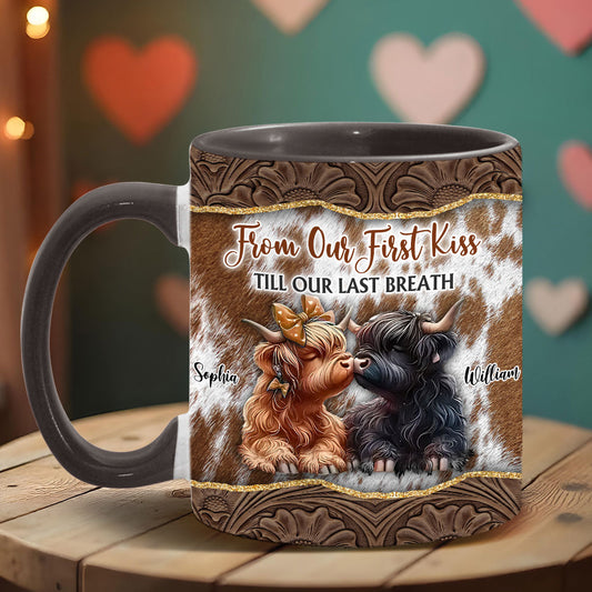 From Our First Kiss Till Our Last Breath - Personalized Accent Mug