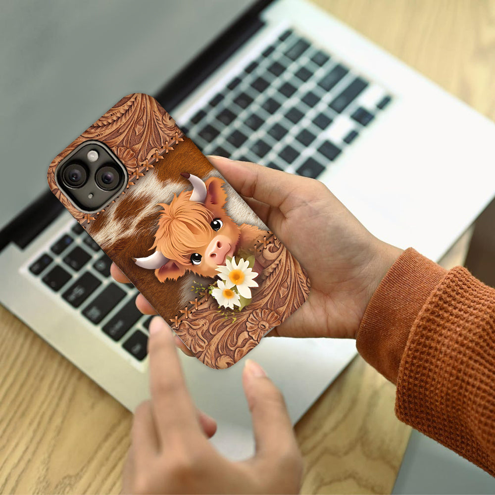 Cute Highland Cow - Personalized Full Print Phone Case
