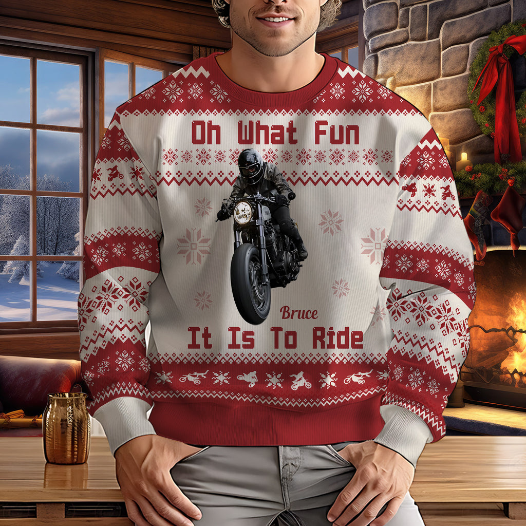 Oh What Fun It Is To Ride - Personalized Biker Ugly Sweater