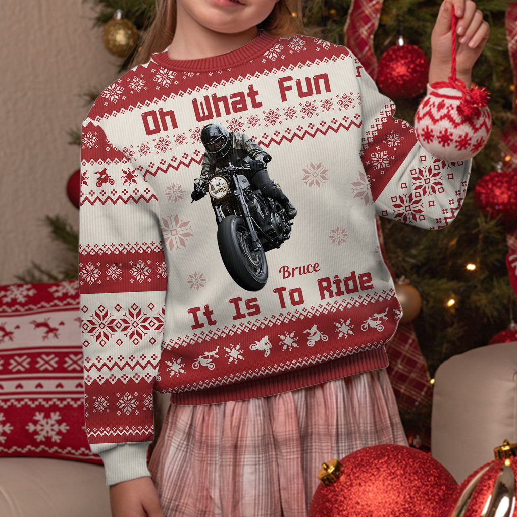 Oh What Fun It Is To Ride - Personalized Biker Ugly Sweater