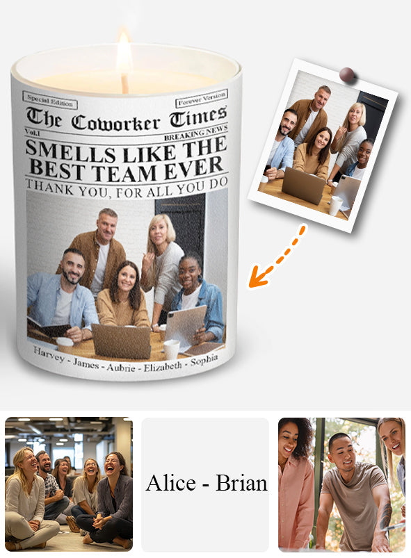 The Co-worker Times Best Team Ever - Personalized Colleague Candle With Wooden Lid