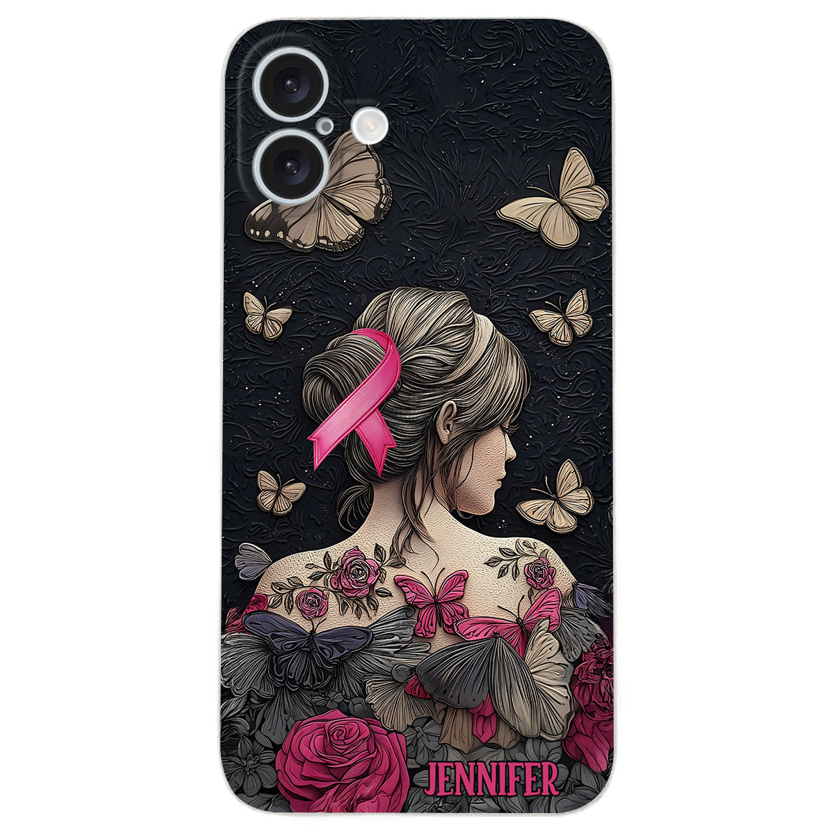 Breast Cancer Awareness - Personalized Breast Cancer Awareness Leather Phone Case