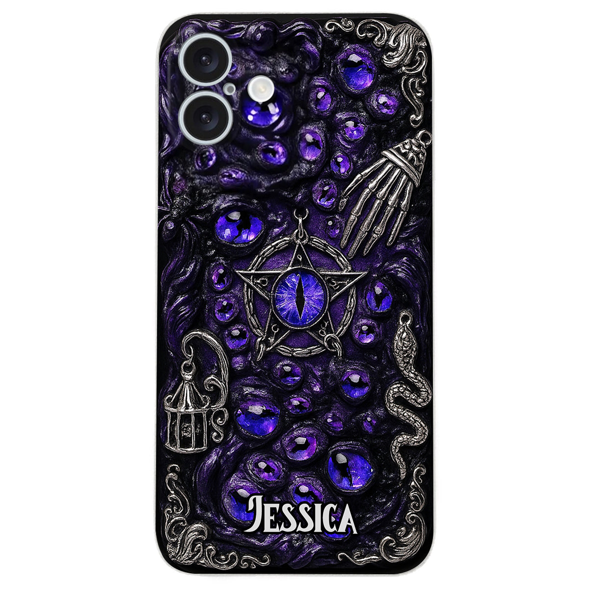Gothic Pentacle Witchy Vibe - Personalized Witch Leather Phone Case