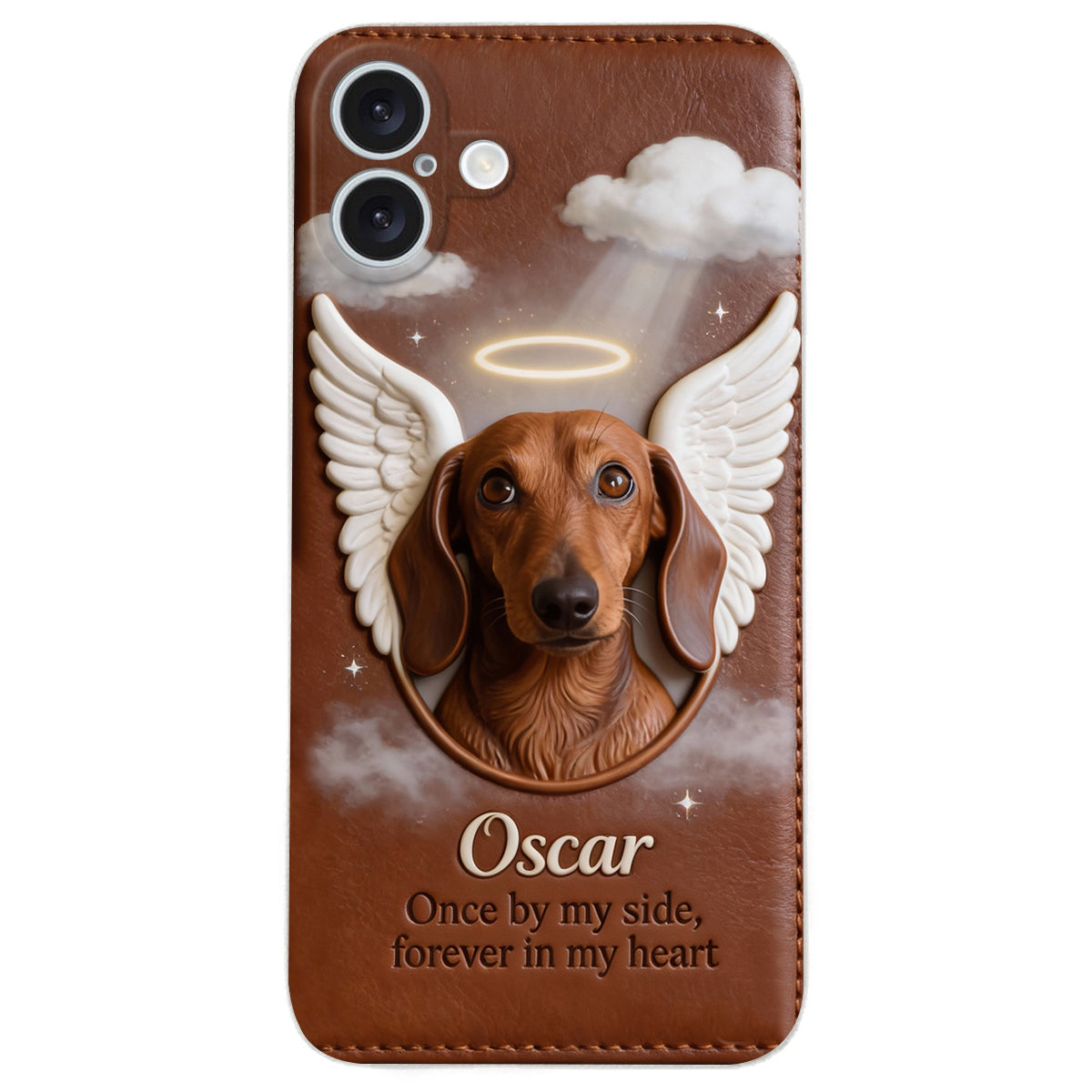 Once By My Side - Personalized Dog Leather Phone Case