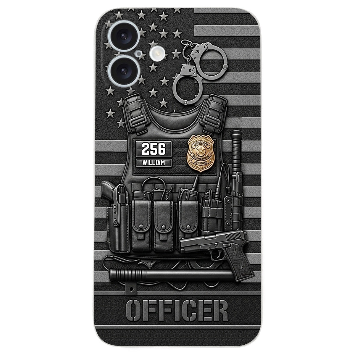 Serve And Protect - Personalized Police Officer Leather Phone Case