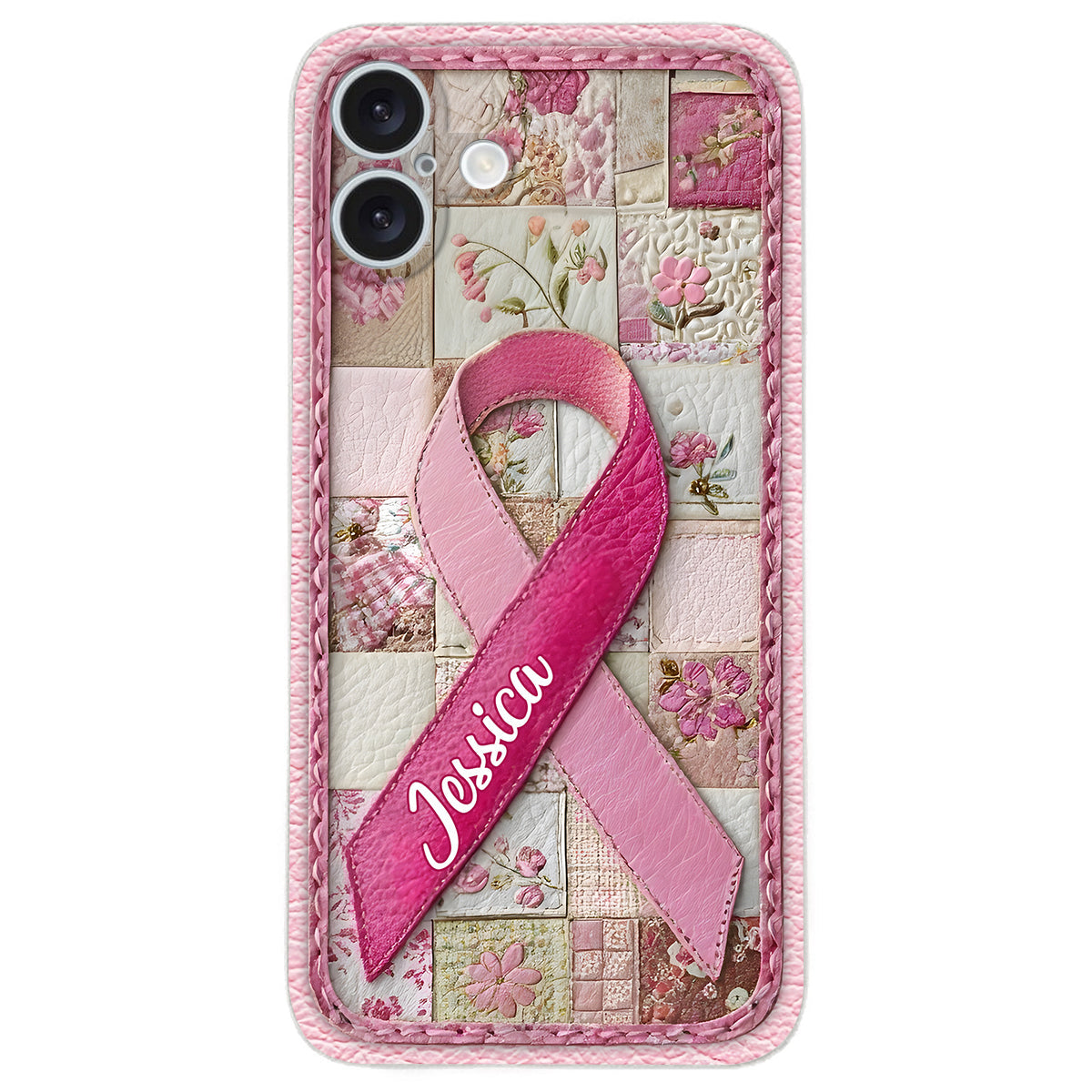 Breast Cancer Awareness - Personalized Breast Cancer Awareness Leather Phone Case