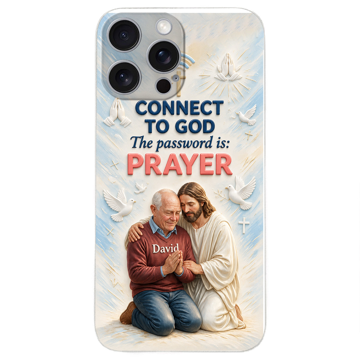 Connect To God - Personalized Christian 3D Embossed Leather Phone Case