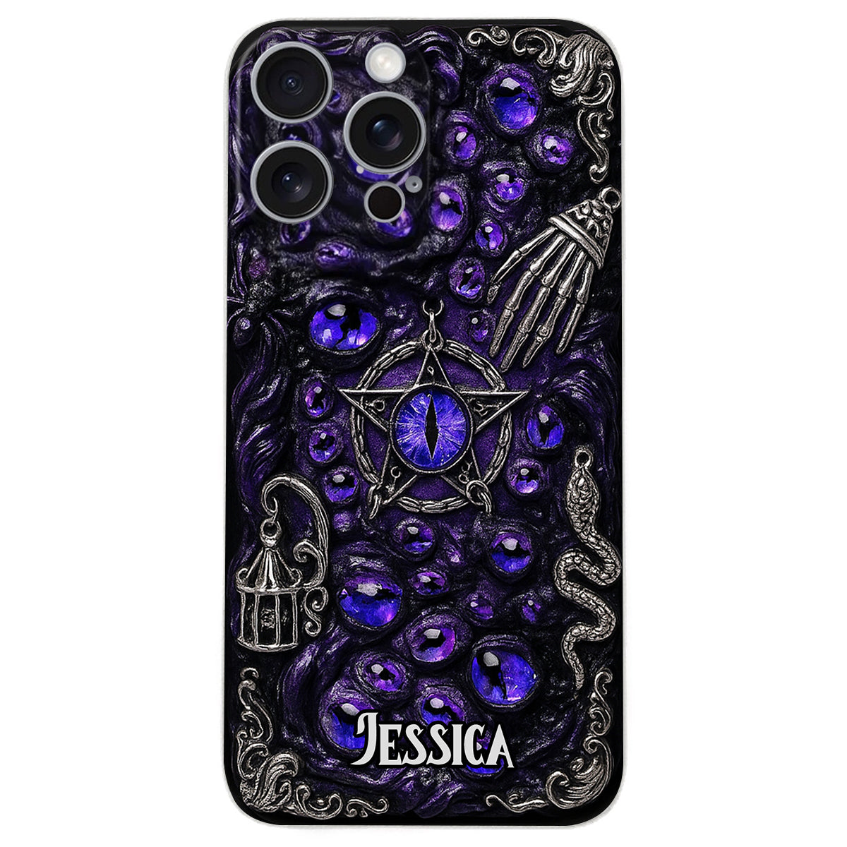 Gothic Pentacle Witchy Vibe - Personalized Witch Leather Phone Case