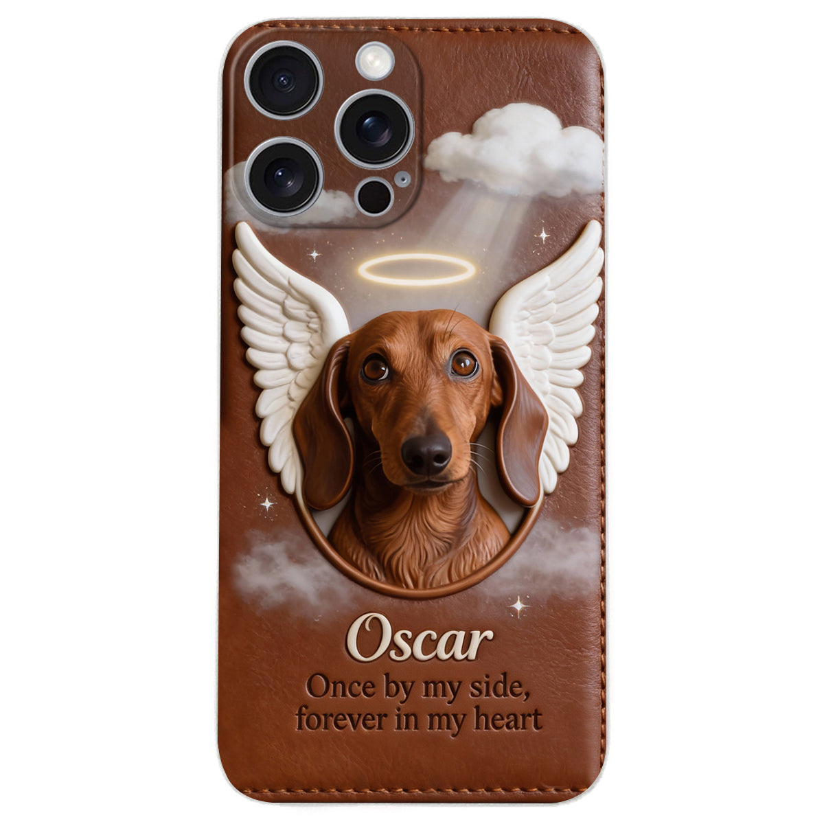 Once By My Side - Personalized Dog Leather Phone Case
