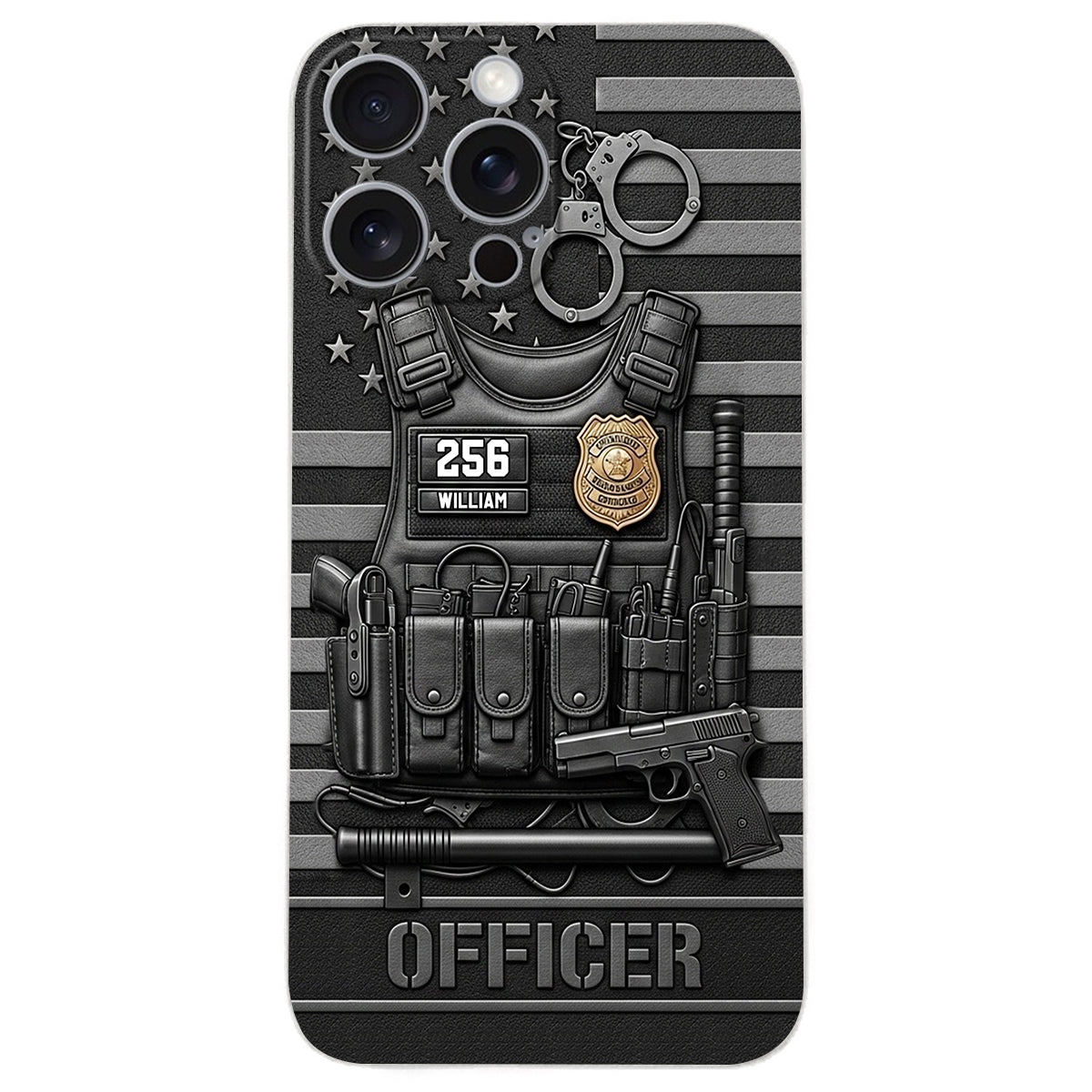 Serve And Protect - Personalized Police Officer Leather Phone Case