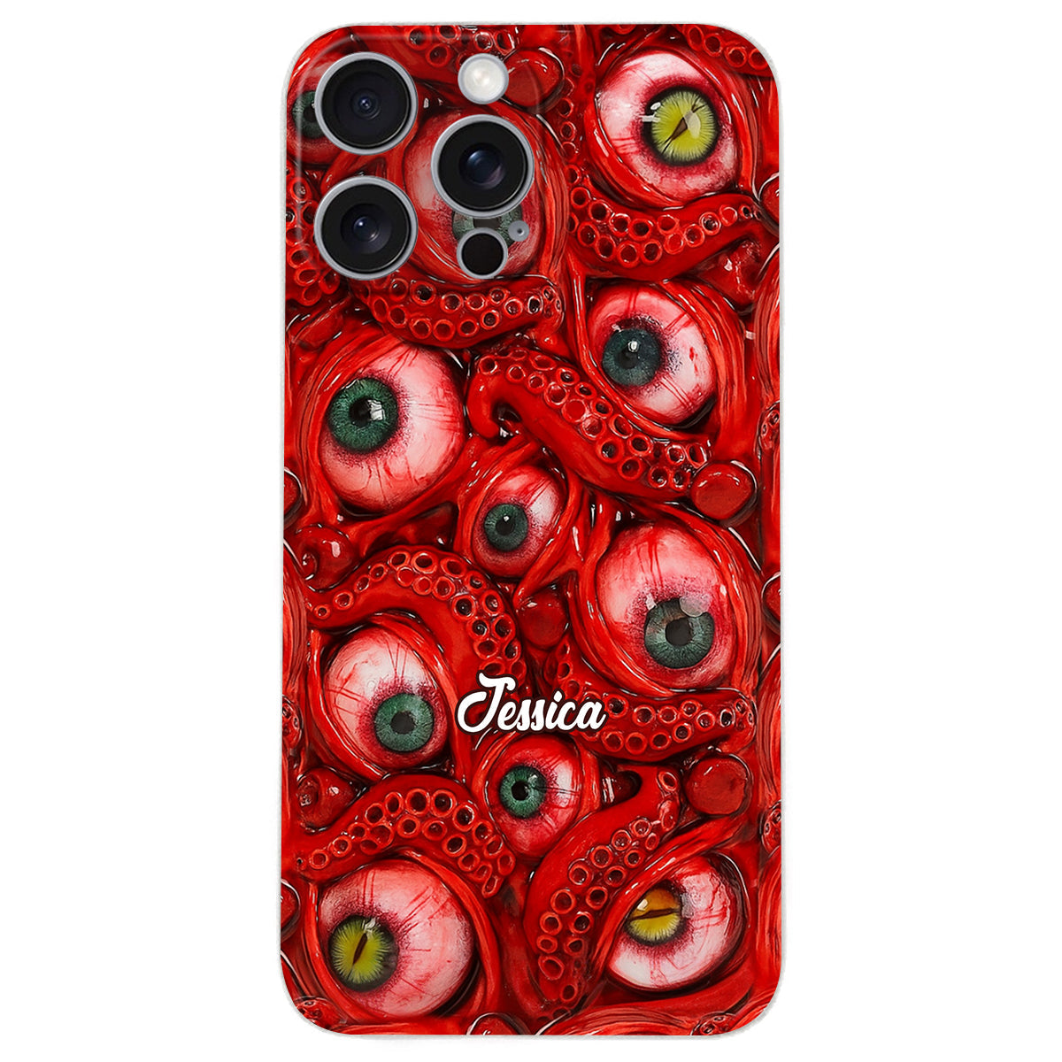 Horror Bloody Eyes - Personalized Halloween Leather Phone Case
