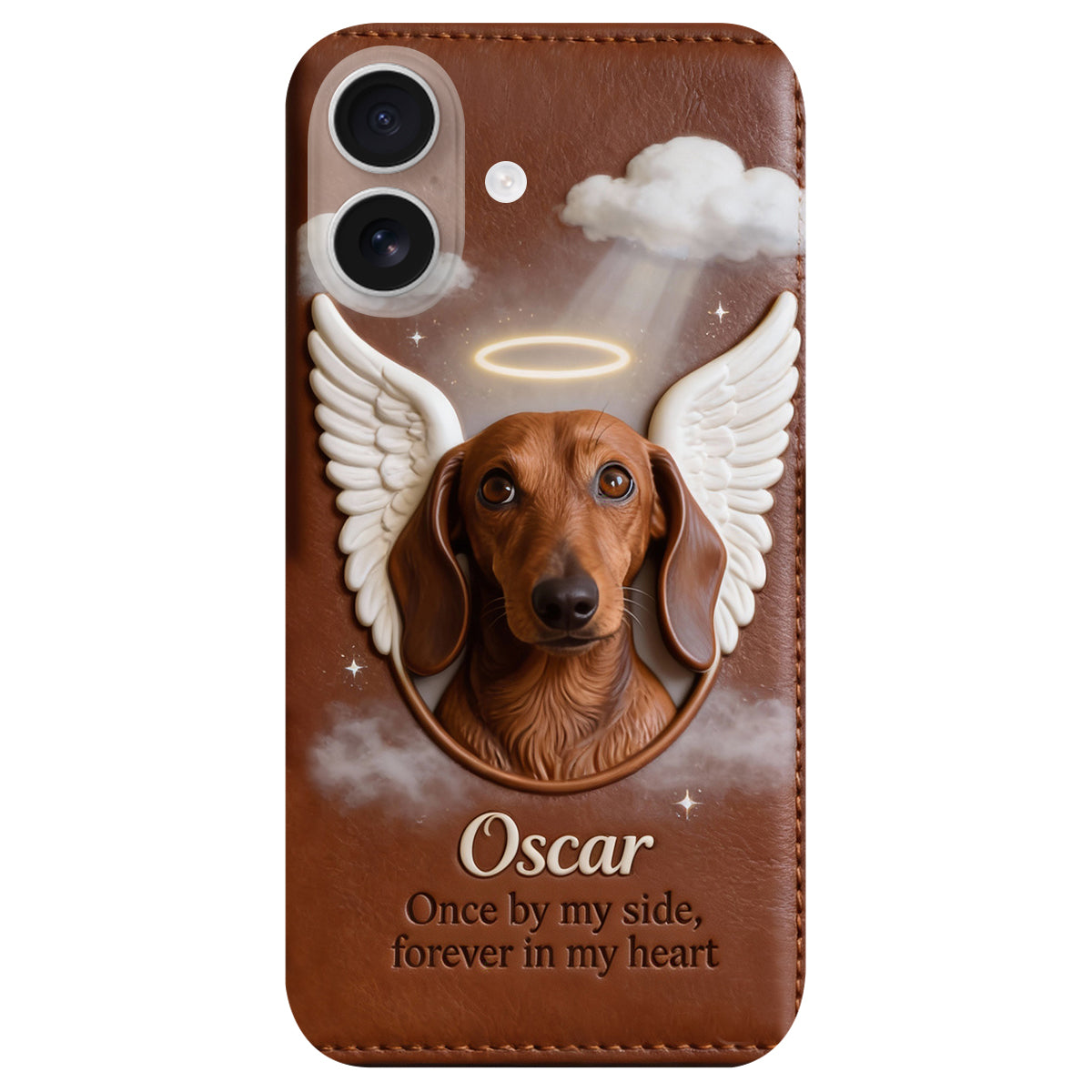 Once By My Side - Personalized Dog Leather Phone Case