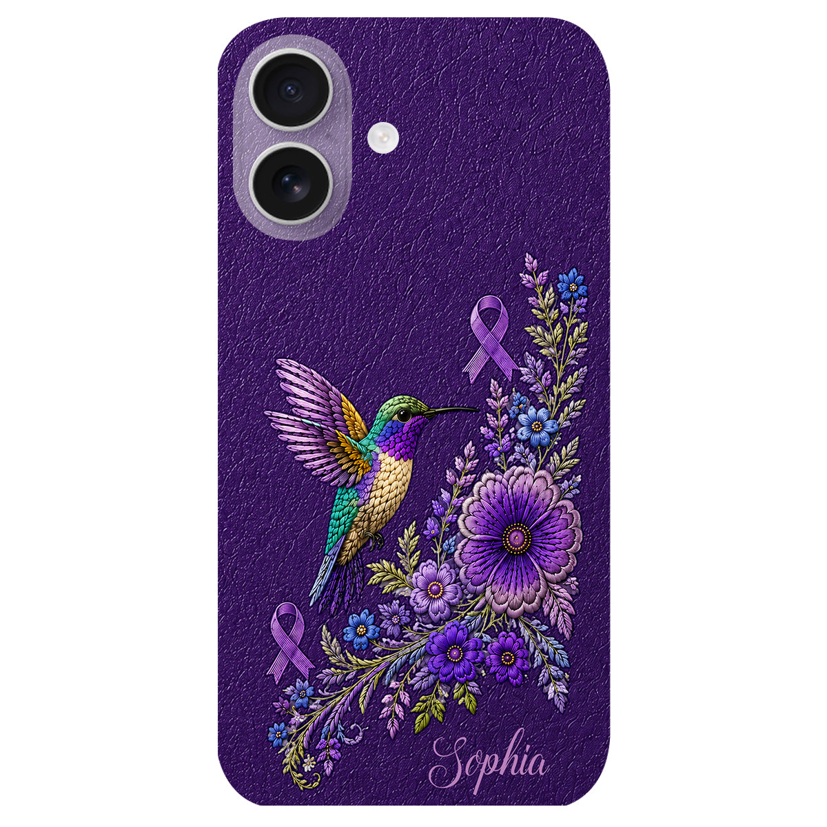 Purple Awareness – Personalized Alzheimer Awareness 3D Embossed Leather Phone Case