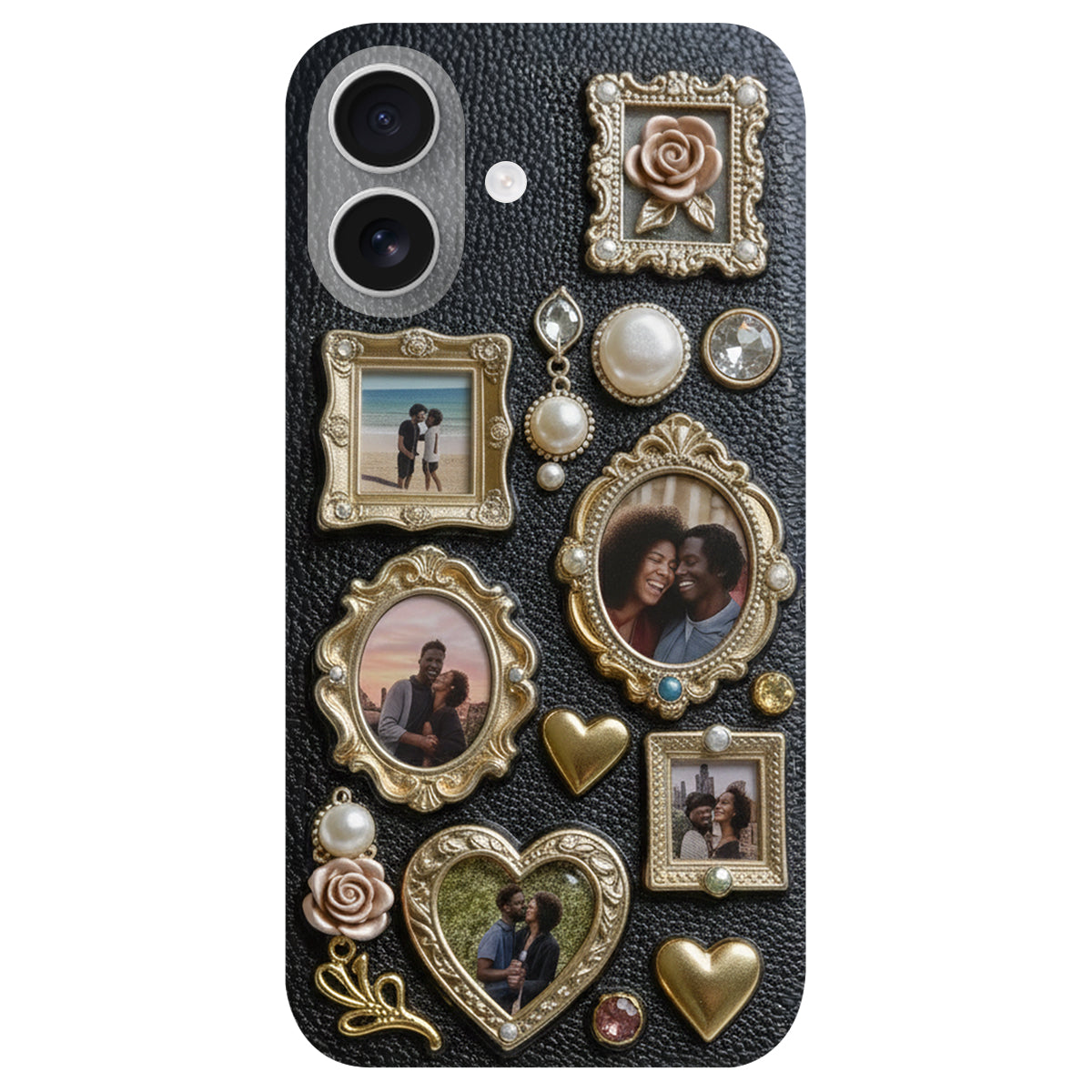 Couple Photo Frame Unique Gift - Personalized Couple Leather Phone Case