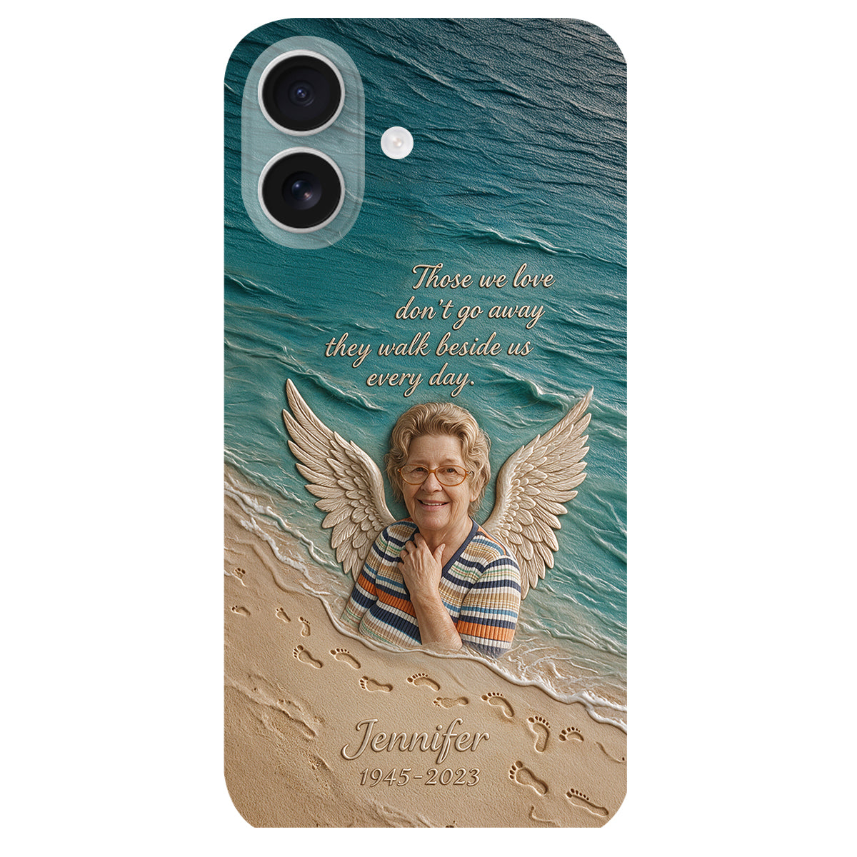 They Walk Beside Us - Personalized Memorial 3D Embossed Leather Phone Case