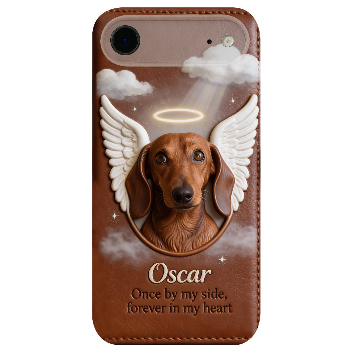Once By My Side - Personalized Dog Leather Phone Case
