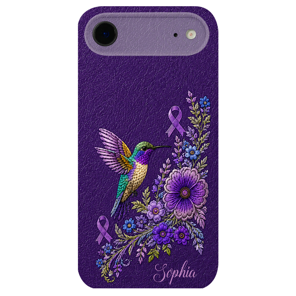 Purple Awareness – Personalized Alzheimer Awareness 3D Embossed Leather Phone Case