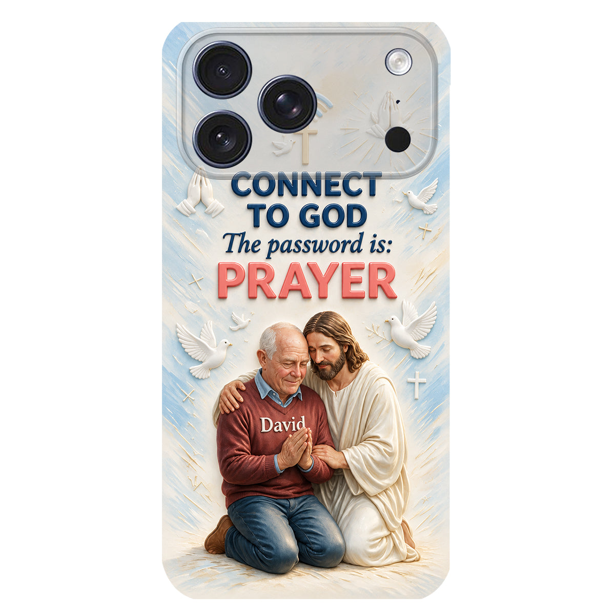 Connect To God - Personalized Christian 3D Embossed Leather Phone Case