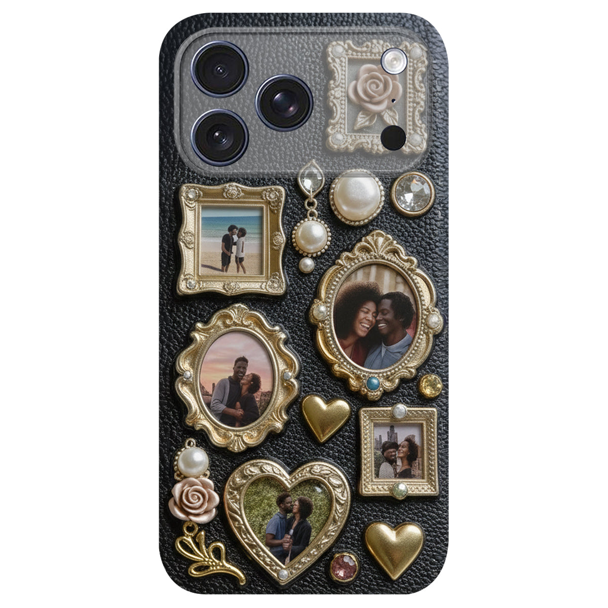 Couple Photo Frame Unique Gift - Personalized Couple Leather Phone Case