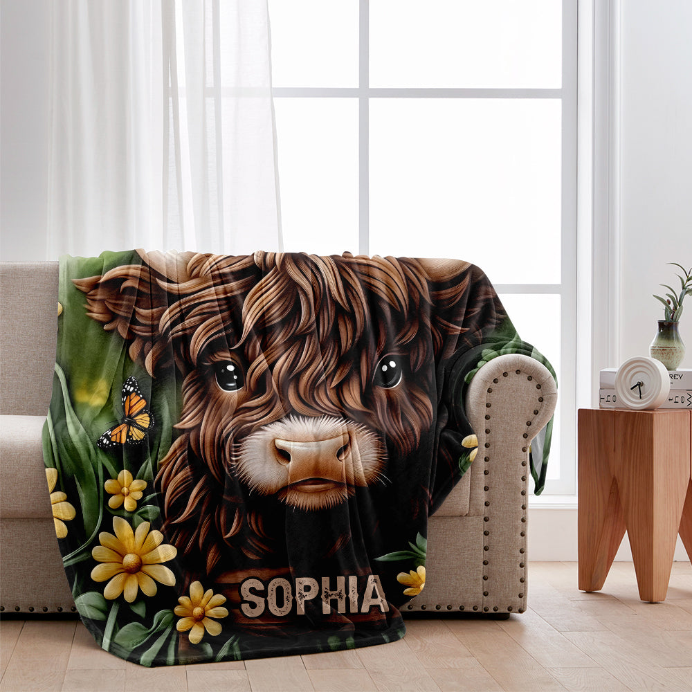 Baby Highland Cow - Personalized Blanket