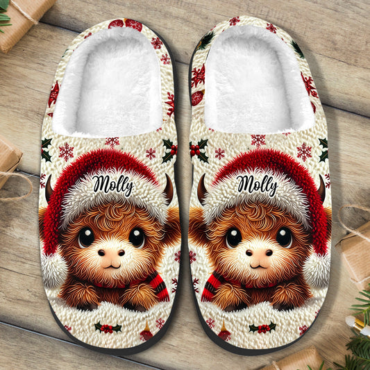 Beautiful Baby Highland Cow - Personalized Slippers