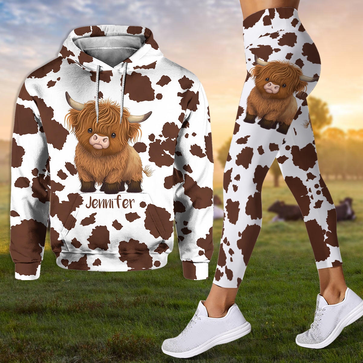 Just A Girl Who Loves Highland Cow - Personalized Highland Cow Hoodie and Leggings
