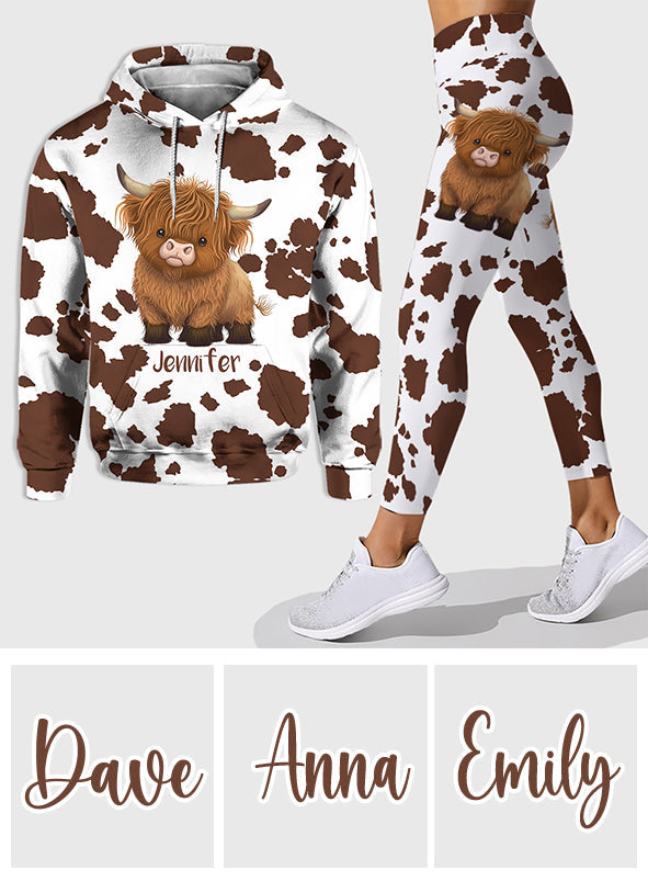 Just A Girl Who Loves Highland Cow - Personalized Highland Cow Hoodie and Leggings
