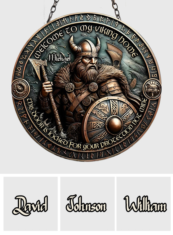 This Door Is Locked For Your Protection Not Mine - Personalized Viking Round Metal Sign