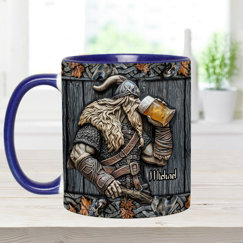 Viking Drinking Beer - Personalized Viking Accent Mug