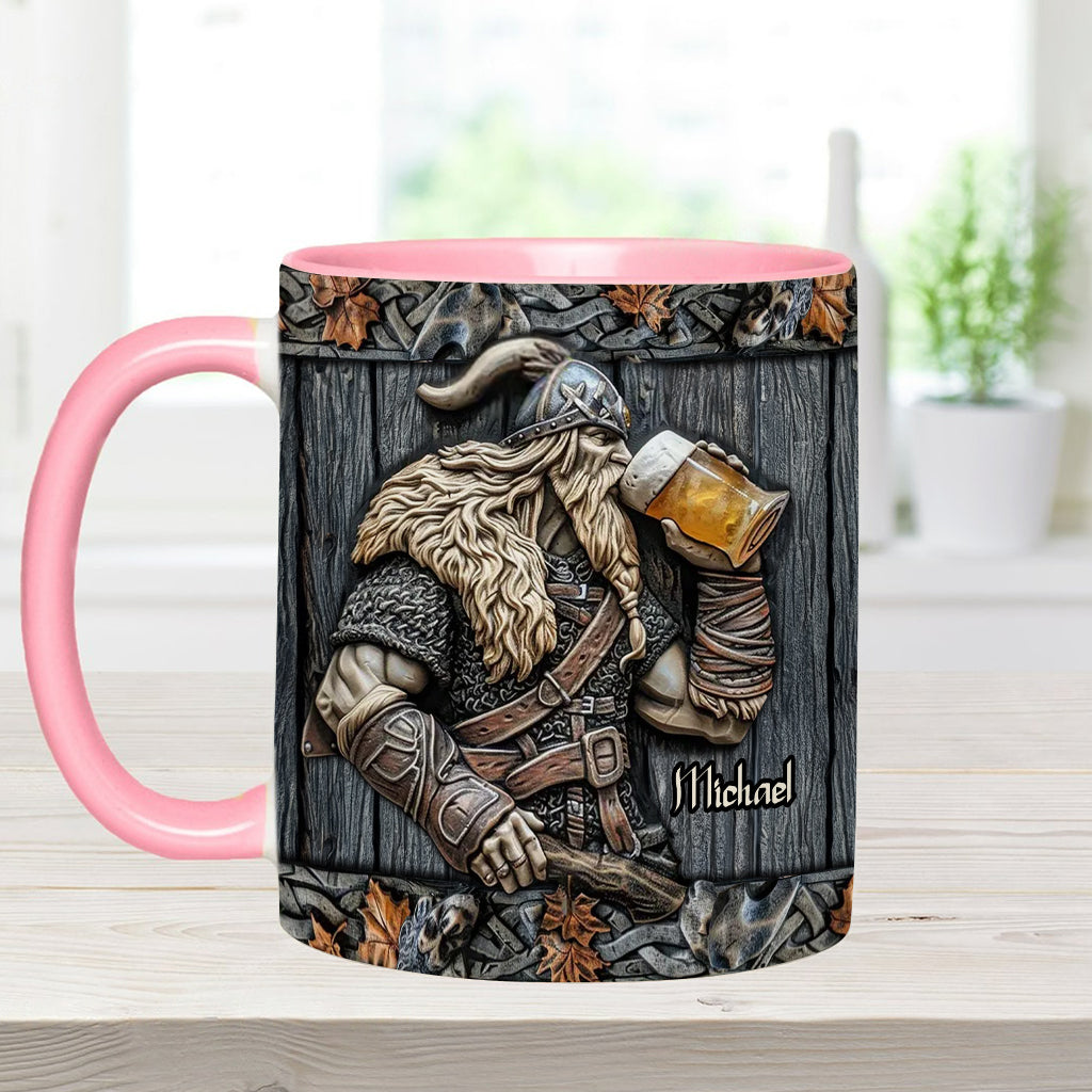 Viking Drinking Beer - Personalized Viking Accent Mug