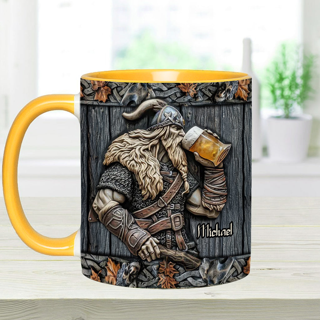 Viking Drinking Beer - Personalized Viking Accent Mug