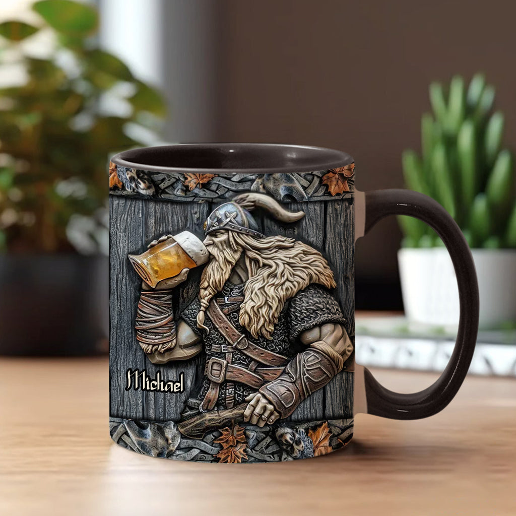 Viking Drinking Beer - Personalized Viking Accent Mug
