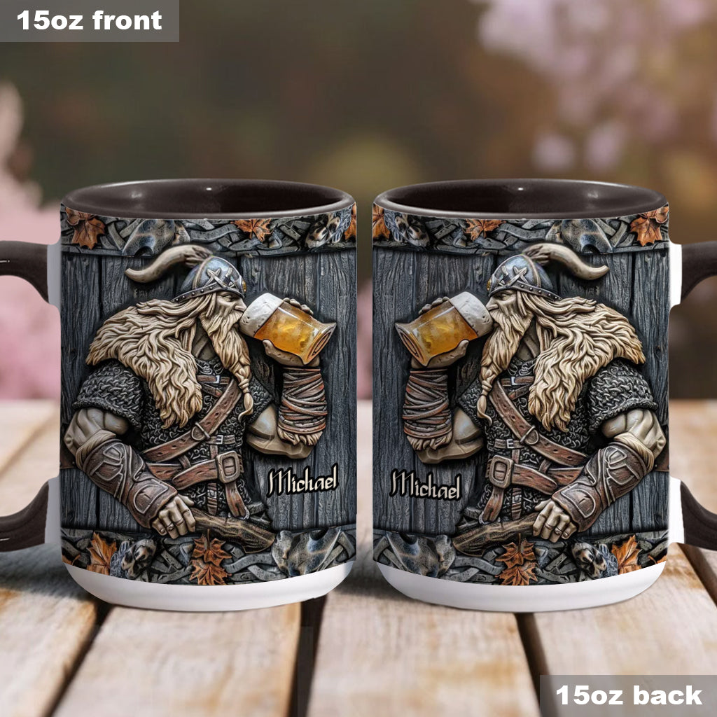 Viking Drinking Beer - Personalized Viking Accent Mug