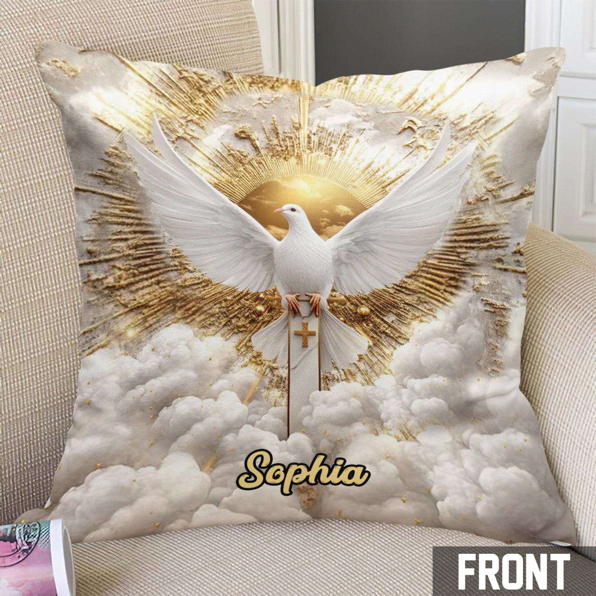 Dove Of Peace - Personalized Christian Throw Pillow