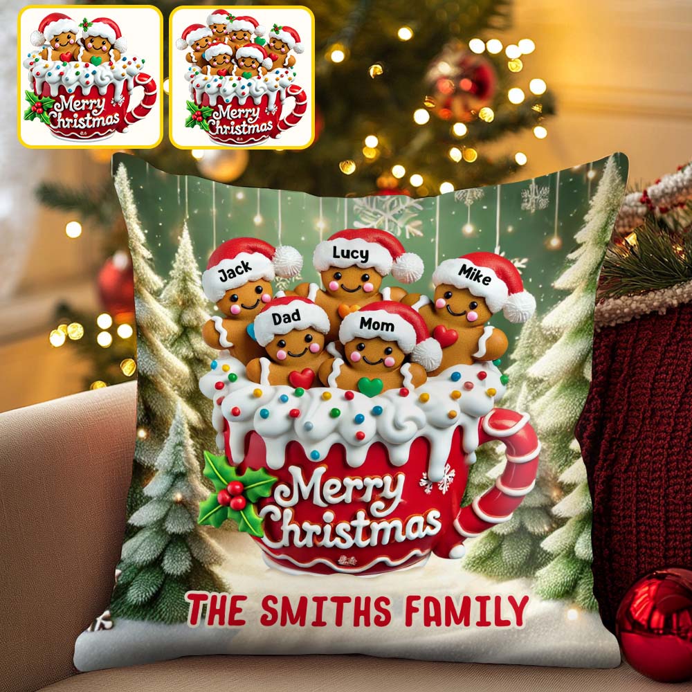 Merry Christmas 2024 - Personalized Family Throw Pillow