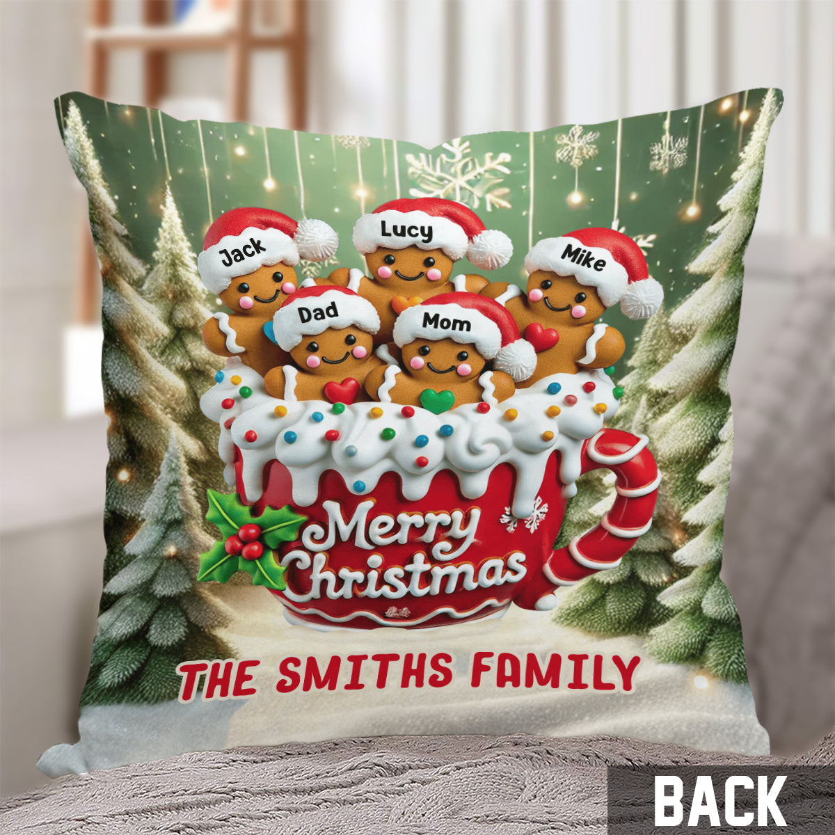 Merry Christmas 2024 - Personalized Family Throw Pillow