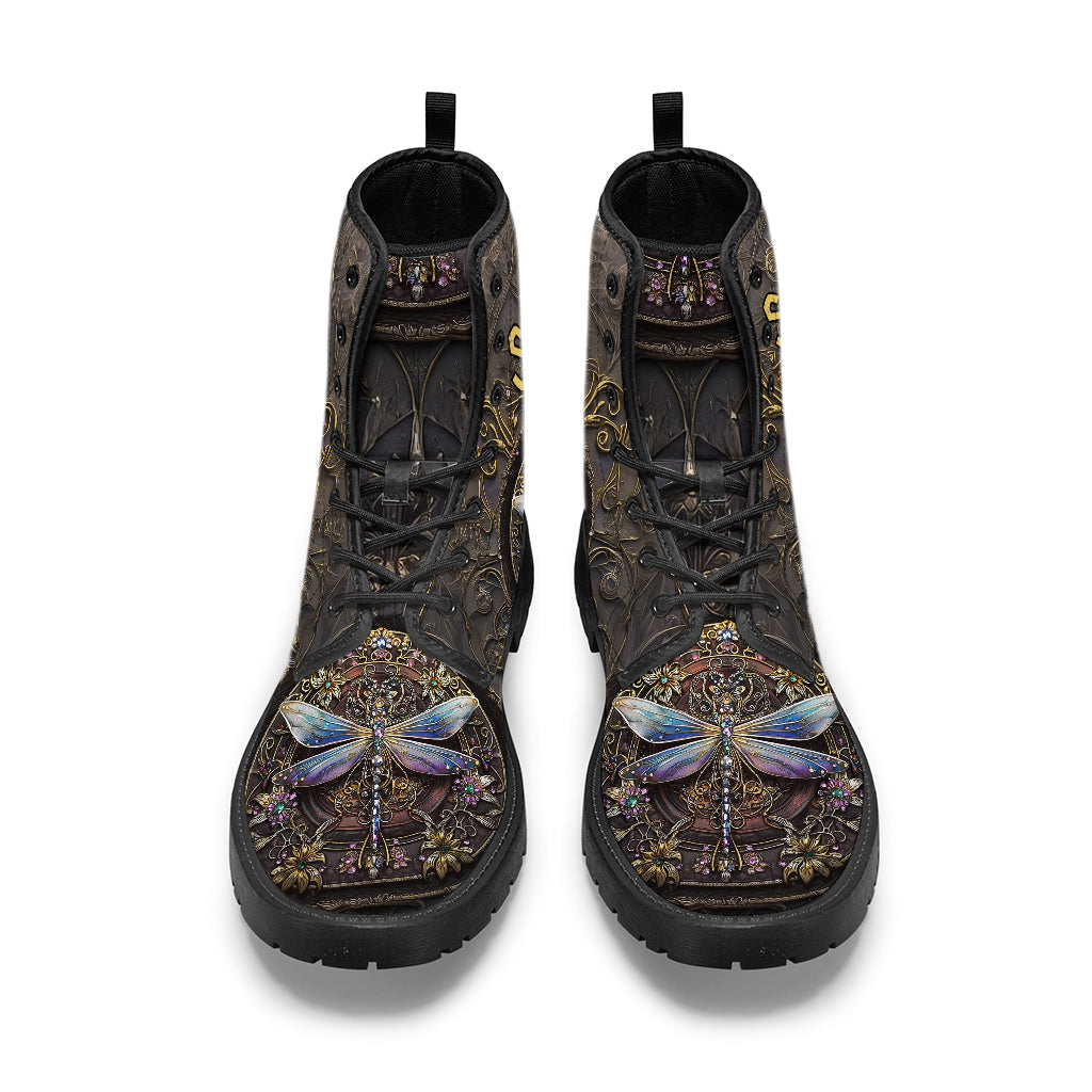 Beautiful Dragonfly - Personalized Dragonfly Leather Boots