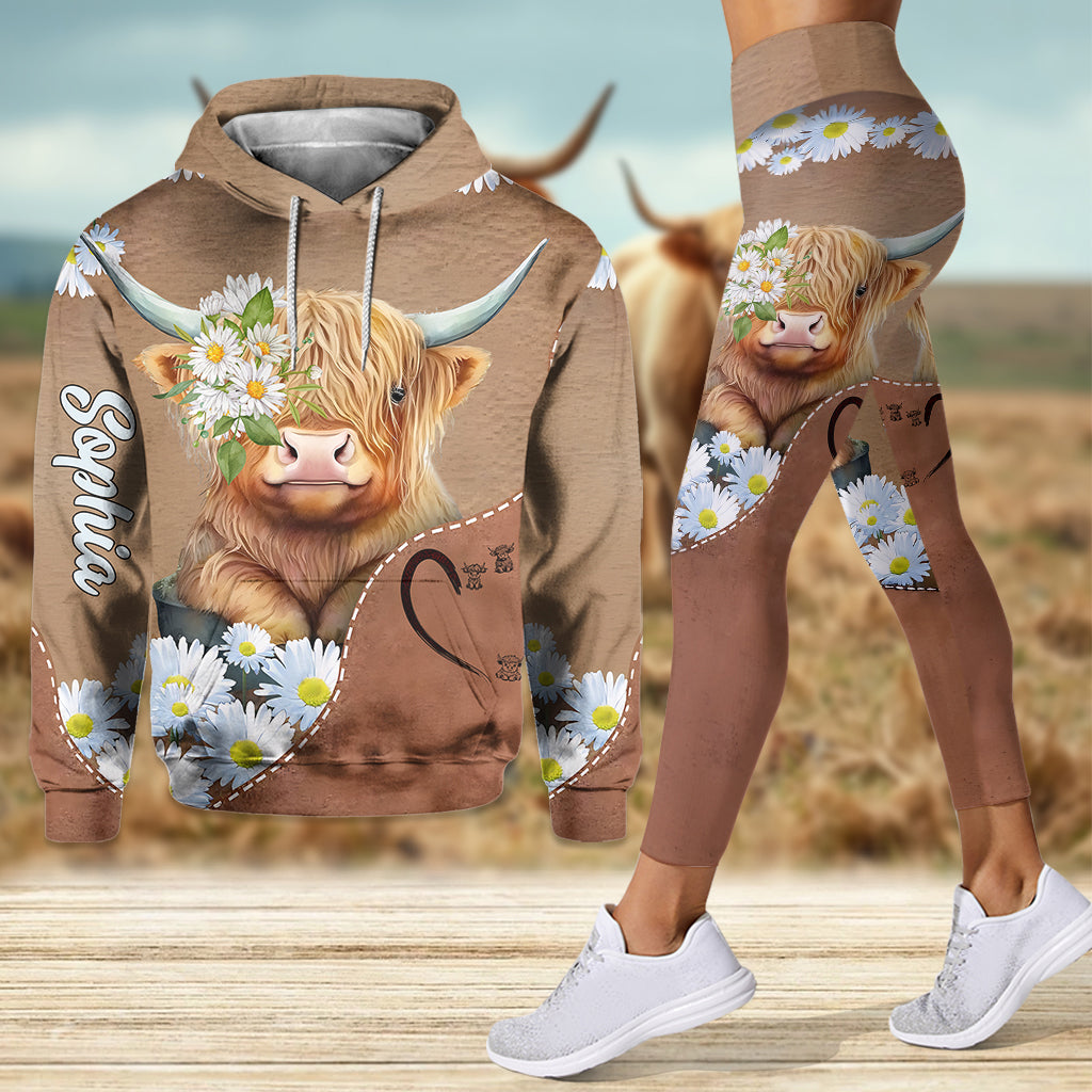 Love Highland Cows - Personalized Highland Cow Hoodie and Leggings