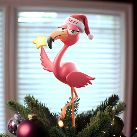 Funny Falmingo - Personalized Flamingo Tree Topper