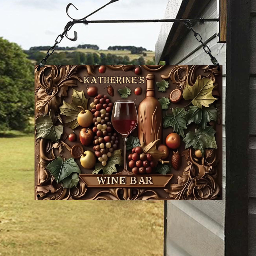 Welcome To The Wine Bar - Personalized Wine Rectangle Metal Sign