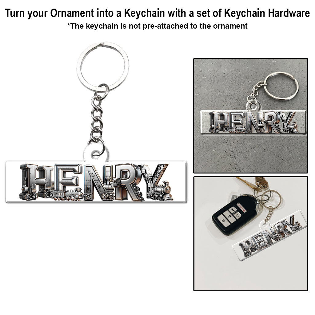 Train Alphabet Letter - Personalized Kid Transparent Ornament