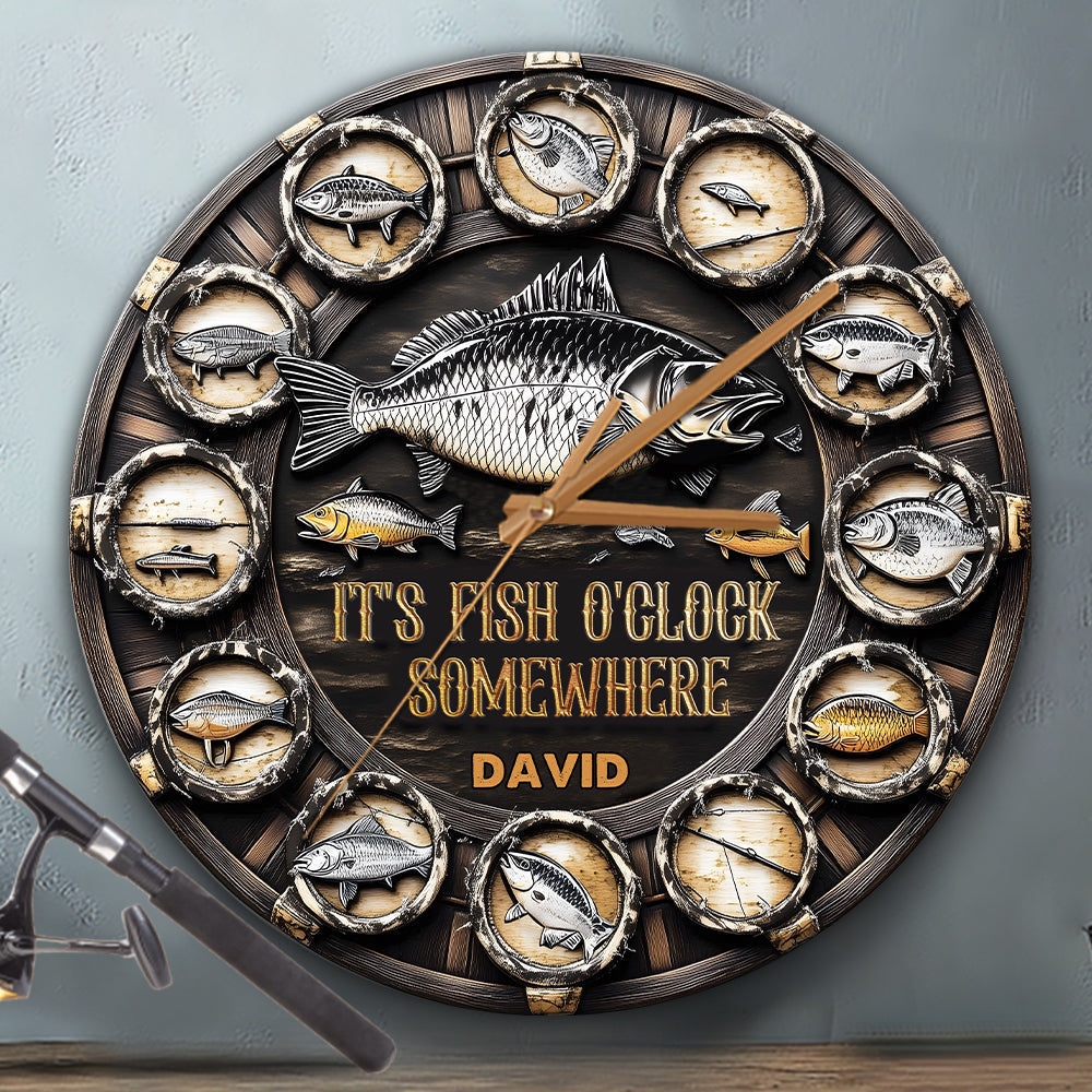 It's Fish Oclock Somewhere - Personalized Fishing Wall Clock